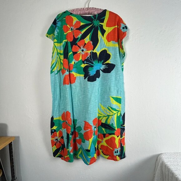 Soft Surrounding Womens Sz Large Multicolor Floral Crewneck Summer Shirt Dress - Picture 2 of 7